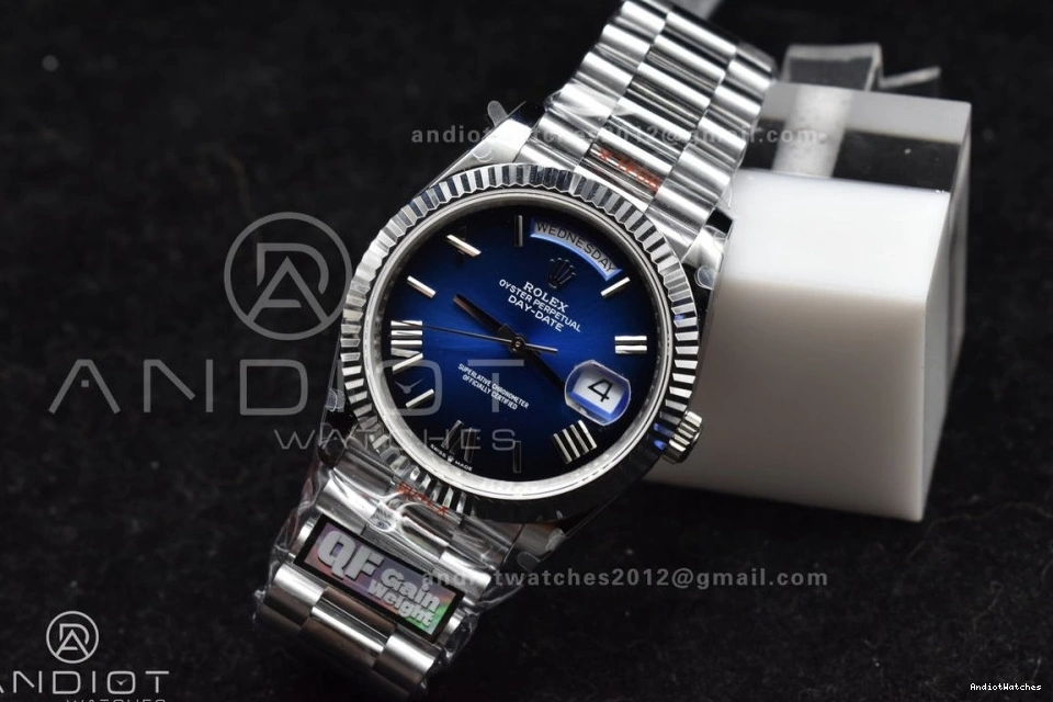 A2836 SS (Gain 40 Steel Black 724 on Edition Bracelet Blue Best Practical 904L Weight) DayDate V4 President Dial QF 1009